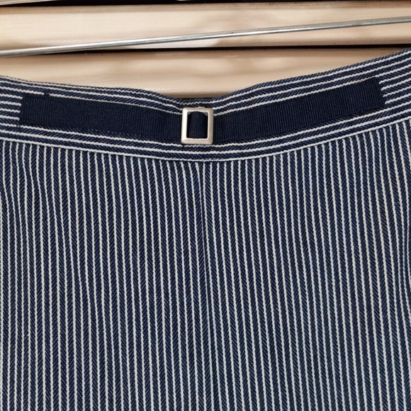 Alfred Dunner Pants Size 18 Blue Pull On Straight Leg Pockets Pin Stripe Cropped - Picture 9 of 12